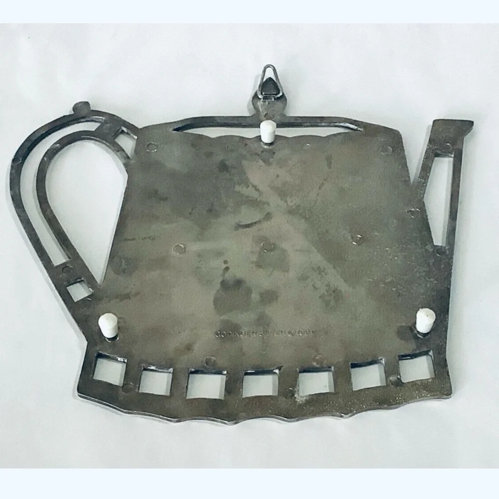 Vintage Pewter Teapot Trivet / Hot Plate – Art Nouveau Style Kitchen Decor